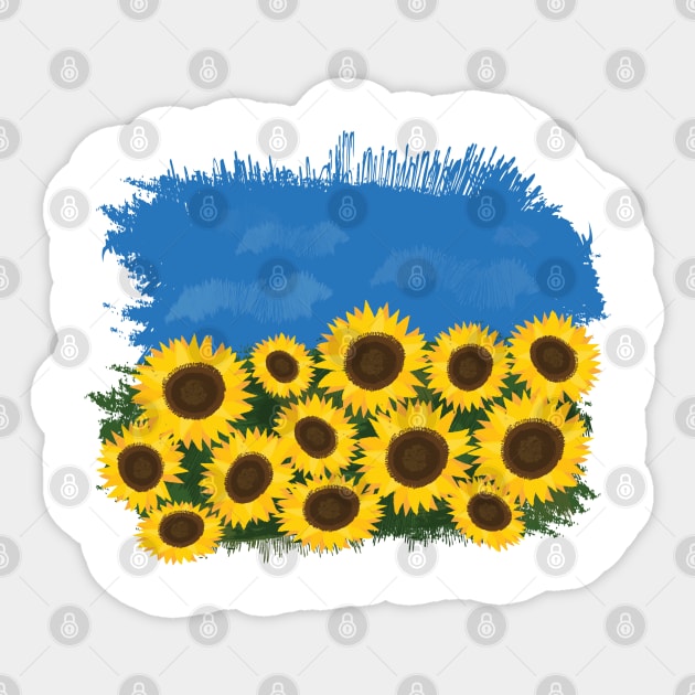 Ukraine flag, Sunflower and Blue Sky Sticker by Krapka Designs